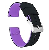 Barton Elite Silikon-Uhrenarmbänder mit Schnellverschluss, verschiedene Farben wählbar, 18 mm, 19 mm, 20 mm, 21 mm, 22 mm, 23mm oder 24 mm 23mm Schwarzes Oberteil / violette Unterseite