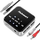 Bluetooth Audio Adapter, 2 in 1 Bluetooth Transmitter Empfänger für TV zu Kopfhörer, Doppelte Kopplung Bluetooth Splitter, Low Latency AUX Bluetooth Adapter Stereoanlage mit RCA/AUX Kabel