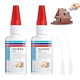 Extra Starker Express Holzleim – Transparenter, Schnell Trocknender Holzleim Wasserfest 2er Set (Je 30g Mit Pipette), Wasserfest Und Vielseitig Einsetzbar Für Möbelreparatur, Holzverbindungen