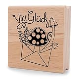 NEWSTAMPS Stempel Glückspost Motivstempel groß aus Holz & Gummi zum Karten und Geschenke basteln, Holzstempel für Sprüche, Spruchstempel, Textstempel, Schrift, Scrapbook, Textilstempel, Deko