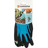 Gardena Garten- und Bodenhandschuh: Gartenhandschuhe für grobe Garten- und Bodenarbeiten, Größe 8/M, atmungsaktiv, wasserresistent dank Latexbeschichtung, optimaler Grip und Schutz (206-20)