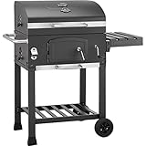 Jamestown JAXON Holzkohle-Grillwagen mit höhenverstellbarer Kohlewanne & Deckelthermometer inkl. Flaschenöffner | Hochwertiger Grill für ein gelungenes Barbecue