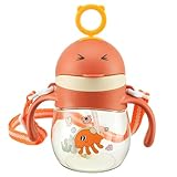 Alled Trinklernbecher Baby,Schnabeltasse Kinder ab 6 Monate Auslaufsicher Trinkbecher, Beschwerter Strohhalm Trinkbecher Kleinkind mit Griffen Schlüsselband 250ml