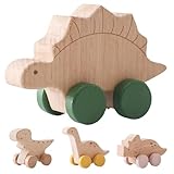 Kinder schieben Dinosaurier-Autospielzeug,Kinder schieben Auto-Holzspielzeug | & Pull Kinderspielzeug Dinosaurier-Tierauto für Kleinkinder | Hölzernes Rutschauto-Entwicklungsspielzeug, Tiere auf