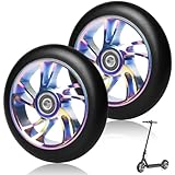 2Stück Stunt Scooter Rollen 110 mm, Bunt Scooter Ersatzräder, 88A Rollerräder für Stunt mit ABEC-9 Lager Aluminium Speichenkern, ErsatzräderScooter Räder für allerlei (Farbe, Zehn)