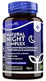 Nutravita Natürlicher Schlafkomplex Vegan − 120 vegane Kapseln − Für ruhige Nächte – Zitronenmelisse, Kamille, Magnesium 187,5 mg & Vitamin D3 & B12 − Alternative zu Melatonin einschlafspray