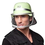 Boland 01379 - Feuerwehr-Helm Notfall 112, Kunststoff, Visier, Nackenschutz, Hut, Kopfbedeckung, Kostüm, Karneval, Mottoparty