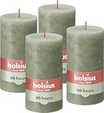 Bolsius Rustik Stumpenkerzen - Olivengrün - Set 4 Stück -...