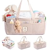 SFYBYHEART Initial Personalisierter Baby-Windel-Caddy Organizer, Baby-Aufbewahrungskorb für Windeln und Feuchttücher, Babyparty-Geschenk, Kindergarten-Windel-Organizer, tragbarer Baby-Organizer und