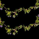 Angoily Künstliche Blumenranken Lichterkette 2,2m mit Synthetischen Blättern und Blumen Batteriebetriebene LED Dekorationsleuchte für Innenbereich Festliche Wohnraumbeleuchtung