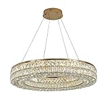 Pendelleuchten, Moderne LED Kristall Kronleuchter, LED Ring, Edelstahl Deckenleuchte, Pendelleuchten, Geeignet für Kücheninsel, Schlafzimmer, Wohnzimmer,