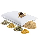 HIMMELGRÜN Zirbenkissen mit Kräutern - extra weiches Hirsekissen mit Kräutern und Zirbe - Zirben Kissen - Handgemacht - 40x60cm, Weiß mit Zipp(Hirse - Ruhekräutern und Zirbe (Weiß))