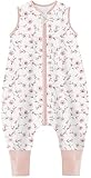 Teechodina Baby Schlafsack mit Füßen 100% reine Baumwolle 1.5 Tog Kinder Ganzjahres Schlafsack mit Beinen kleinkind Schlafanzug für Jungen und Mädchen, 1.5 Tog/Kirschblüte, 80cm/Baby Höhe 90-100cm