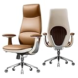 Ergonomischer Schreibtischstuhl, bequemer Bürostuhl aus Rindsleder mit hoher Rückenlehne, verstellbare Kopfstütze, perfekt für Heimbüro und Gaming-Arbeit