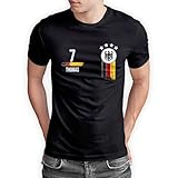 Deutschland T-Shirt „EM 2024“ Germany Europameisterschaft Shirt Herren Damen Unisex - personalisiert mit Zahl & Namen - Fanartikel Fan-Outfit Trikot, Schwarz, Gr. M