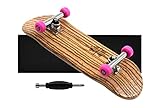 Teak Tuning Prolific Komplettes 32 mm Griffbrett mit Prodigy Trucks – vormontiert – Pink Zebra Edition – verbesserte Komponenten, Pro Board Form und Größe, Lagerräder und Kontermuttern