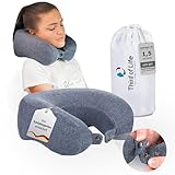 Nackenkissen Flugzeug ANDAR QuickDry, Ergonomisches Reise-Kissen, Nackenhörnchen mit schnell trocknendem Bezug, Nackenstützkissen mit Memory-Foam gegen Nackenschmerzen, Travel Pillow für Auto