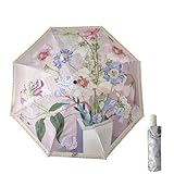 Maibar Reiseschirme UV-beständig UPF 50 Blume Taschenschirme Kompakter Klappschirme SPF 50 Sonnenschirme UV Schutz für Damen (Knopf zur Automatischen Öffnung)