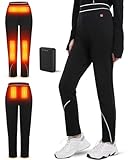 FERNIDA Beheizte Baselayer Hose Damen, Thermounterwäsche Heizhose Thermo Leggings mit Power Bank, Damen Beheizte Hose Thermo Unterwäsche, 8 Heizkissen, M