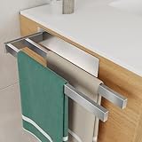 Vista Handtuchhalter ohne Bohren SUS304 Edelstahl Handtuchhalter Gebürstet Robuste &langlebige Badezimmer handtuchstange Starker Kleber 40cm Silber