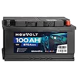 HeyVolt Autobatterie, lead acid, 12V 100Ah 870A/EN Starterbatterie, absolut wartungsfrei ersetzt 85Ah 88Ah 92Ah 95Ah, für PKW