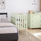 zee Bambi Mint Beistellbett Baby mit Rollen 100x50 cm Tragbar Babybett Verstellbarer Stubenwagen Kinder Bett im Minimalistischen Skandinavischen Stil 3-Fach Höhenverstellbar