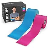 TRUETAPE® Kinesiotapes - 2 Kinesiologie Tape Rollen (5m x 5cm) | wasserfestes & elastisches Kinesiotape | hautfreundliche Sport Tapes I Blau & Pink