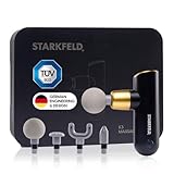 STARKFELD® STARKGUN® DELUXE – Leistungsstarke Massagepistole für Tiefengewebe | Leise & Effizient | 4 Aufsätze | Tragbar mit Aufbewahrungsbox | Schnelle Muskelregeneration & Schmerzlinderung (Schwarz)