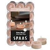 Spaas Pack bougies Godets transparentes parfumées Fleur de Coton 30 Duftenden Clearlights, Teelichter mit durchsichtigem Halter, ± 4,5 Stunden-Cotton Blossom, Paraffinwachs, Beige, D 38 mm x H 19 mm