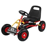 KETTLER Kettcar Retro I Tretauto mit Luftreifen I für Kinder ab 3 Jahren I Retro-Design I Handbremse (Rot)