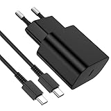 USB C Ladegerät, 25W Schnellladegerät mit 2M Kabel, Schwarz