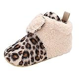 LOIJMK Lauflernschuhe Mädchen Baby-Fleece-Booties für Neugeborene, warme Hausschuhe, Kleinkind-Winterstiefel mit rutschfester Unterseite Winterstiefel 20 Jungen (Beige, 19.5 Infant)