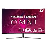 Viewsonic VX3258-2KPC-MHD 80 cm (32 Zoll) Curved Gaming Monitor (WQHD, FreeSync, 1 ms, 144 Hz, HDMI, DP, geringer Input Lag) Schwarz