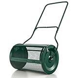 SOARS Kompoststreuer Metall 80 L, Torfstreuer mit U-Griff & Metallgitterkorb, Gartenstreuer mit Seitenverschlüssen, Rasen- und Gartenspreizer, Düngerstreuer für Garten & Rasen, 68 x 39 cm (Grün)