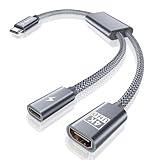 Basesailor USB C zu HDMI Adapter,2 in 1 USBC Stecker auf 4K HDMI Buchse MHL mit 100W PD Ladeanschluss,Typ C Thunderbolt 3 für iPhone 15 Pro Max Plus,MacBook,iPad 11,Samsung A54 S23,Dell XPS,Steam Deck