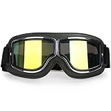 IZHAOGJING Motocross Brille, Crossbrille Winddichte Motorradhelmbrille aus Leder, Sicherheitsschutz, blendfreie Motocross- und Cross-Country-Steampunk-Brille, leicht zu tragen(19)