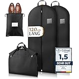 Bruce.® 2x Premium Kleidersack inkl. 1x Schuhbeutel I 120 x 60 cm I Optimierte Materialstärke von 120 GSM I Hochwertige Kleiderhülle für Anzug und Kleid I Atmungsaktive Anzugtasche für Reisen