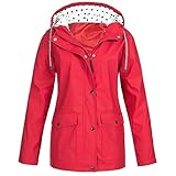 Regenbekleidung für Damen Wanderjacke Funktionsjacke Outdoorjacken mit Kapuze Gefüttert Lang Faltbar Regenjacke Übergangsjacke Winddicht Wasserdicht Regenmantel Kapuzenjacke Regen Parka Jacke