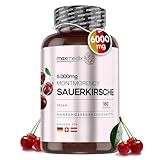 Montmorency Sauerkirschen Kapseln 6000mg (50:1) - 180 vegane Stück - 3 Monate Vorrat - Laborgeprüft in Deutschland - 120mg Sauerkirsch Extrakt aus Direktsaft - Tart Cherry Kirschextrakt - maxmedix