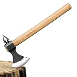 Freelander Axt Holz Spalten Holzgriff Handgeschmiedet Outdoor Survival Axt mit Hammer, Spaltaxt für Holz Prof Beil Outdoor Bushcraft Camping Beil Geschenk für Männer