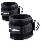 FITGRIFF® Fußschlaufen V1 (gepolstert) - für Fitness Training am Kabelzug - (2 Stück) Ankle Straps für Frauen und Männer (Schwarz)