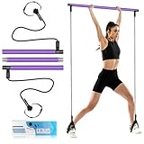 Okdance Pilates-Stange mit Fußschlaufe, tragbare Pilates-Stange, Workout-Set, Yoga, Pilates-Stick mit verstellbarem Widerstandsband, Heim-Fitness-Ausrüstung für verschiedene Höhen