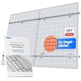 LIVING TEC® Halterung Balkonkraftwerk für Ziegeldach Komplettset für 30 & 35mm Module - Solarpanel Halterung mit Montageanleitung - PV Modul Befestigung TÜV geprüft mit Dachhaken, Schienen & Klemmen