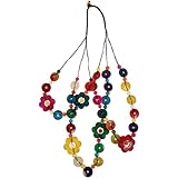 KESYOO Böhmische Mehrschichtige Halskette Kokosnuss Perlen Bunte Blumen Perlen Anhänger Vintage Halsschmuck Damen Frauen Geschenk Sommmer Party Hawaii Laua Party Schmuck