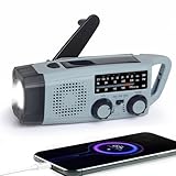 Notfall Radio, 2000mAh Akku Kurbelradio Solar Ladegerät Power Bank USB AM/FM-Radio mit SOS-Alarm Taschenlampe, 3-Wege-Laden Emergency Radios, Innen Außen Camping Klein Taschenradio