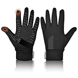 COTOP Kinder Fahrradhandschuhe Winter, Dünn Fleece Winddichte Handschuhe, Outdoor Fingerhandschuhe Jungen Mädchen 5-10 Jahre für Radfahren, Roller, Sport(Schwarz M)