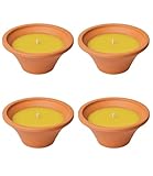 Flammschalen Lemon Citronella für draußen 4 Stück - Outdoor-Kerzen Terracotta - Für deinen Garten - Feuerschalen im 4er Set - 6h Brenndauer - 15x15x6,5 cm