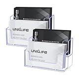 Uniclife 2 Pack Acryl Visitenkartenhalter für Schreibtisch 2 Slots Klar Visitenkarten-Display Ständer Desktop Visitenkartenorganisator Kartenständer für Büro Haus Ausstellung, 120 Karte Kapazität