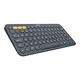 Logitech K380 Kabellose Bluetooth-Tastatur, Multi-Device & Easy-Switch Feature, Windows- und Apple-Shortcuts, PC/Mac/Tablet/Handy/Apple iOS+TV, UK QWERTY-Layout - Grafit