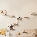 VEVOR Kletterwand, Katzenwandregale und Sitzstangen mit Sprungbrettern, Nest, Barrierebrett und Katzenbaum, schwimmende Katzenmöbel bis zu 18 kg zum Schlafen, Spielen, Klettern, 5er-Set